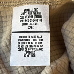 GEN III ARMY TAN WAFFLE TOP Small/Long GRID FLEECE MID-WEIGHT SHIRT LEVEL 2 NWOT